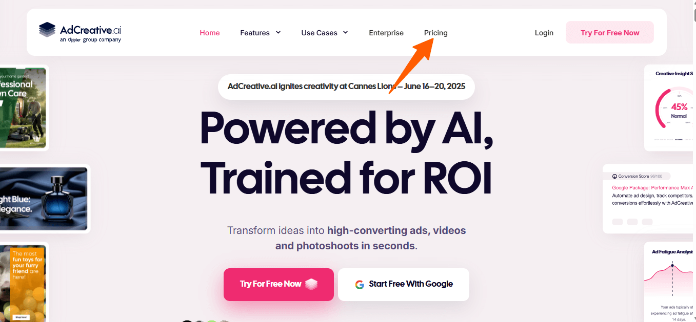 Go to AdCreative Pricing Option