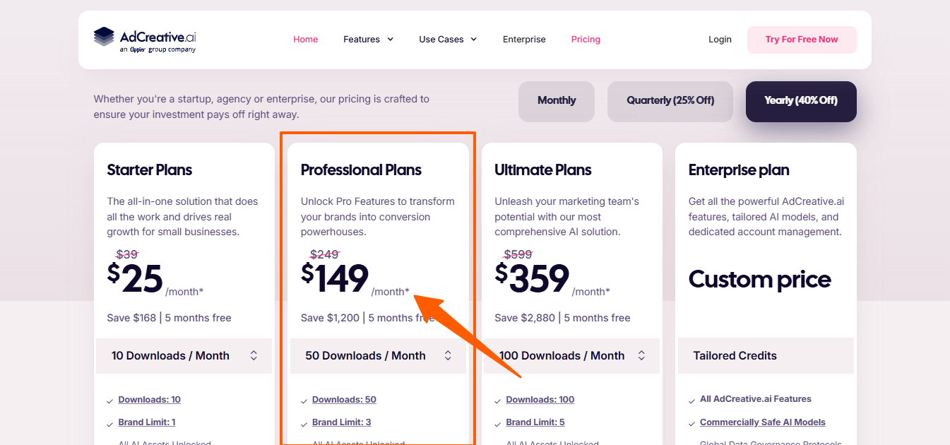 Select a AdCreative Plan